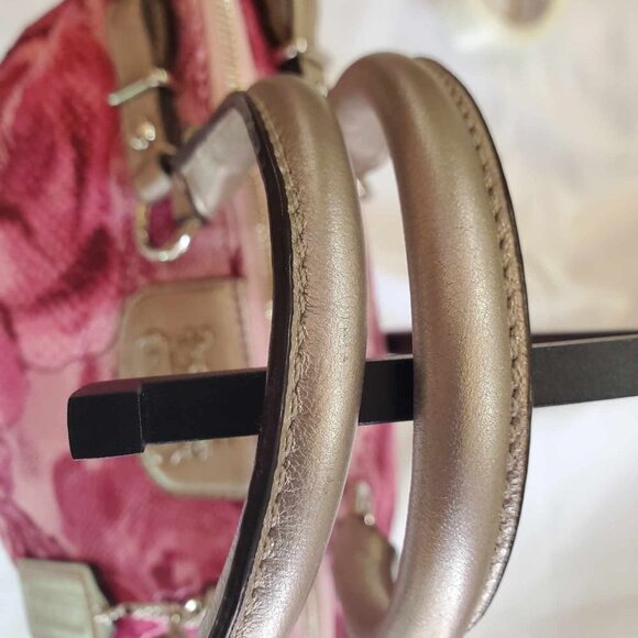 Coach Madison Floral Opa Sophia Shoulder Bag shades of pink and metallic gold - Picture 8 of 16